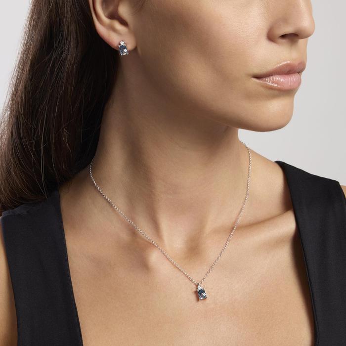Boucles d'oreilles en argent avec aigue-marine synthétique taille princesse BATTITO