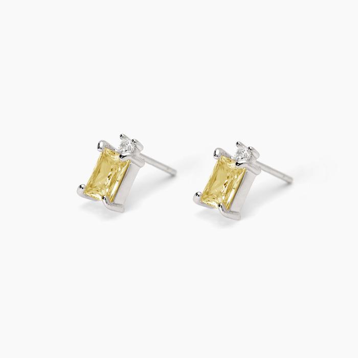 Boucles d'oreilles en argent avec zircone citron taille princesse BATTITO