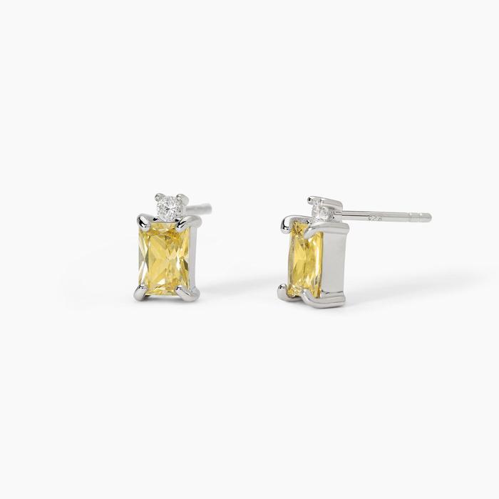 Boucles d'oreilles en argent avec zircone citron taille princesse BATTITO