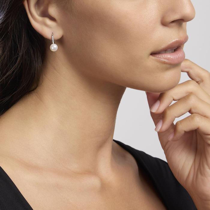 Boucles d'oreilles en argent avec perles et zircons INVITATION DE MARIAGE