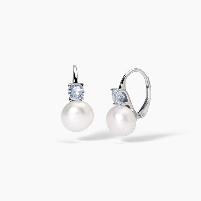 Orecchini in argento con acquamarina sintetica e perle INVITO A NOZZE