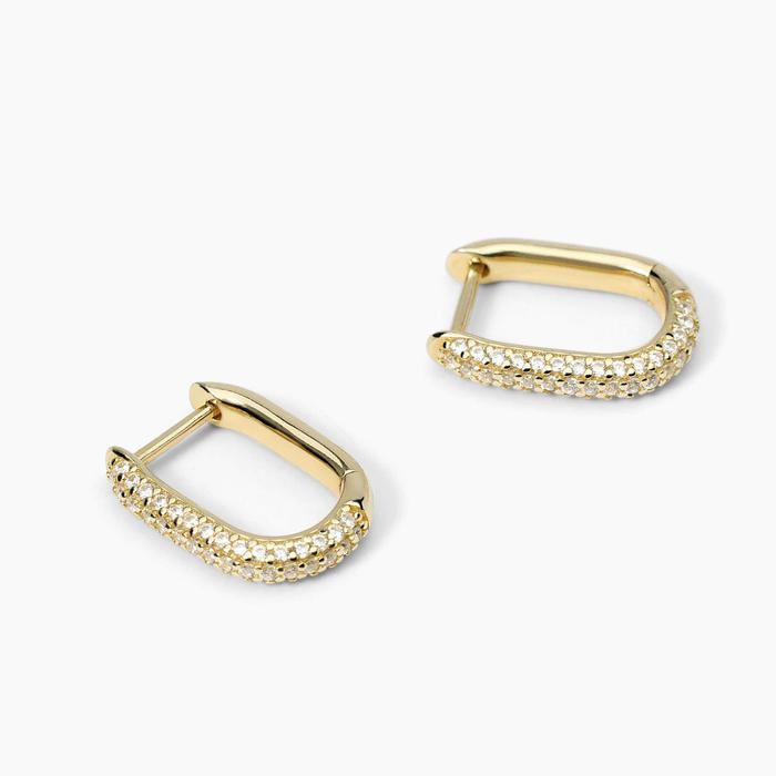 Boucles d'oreilles ovales en argent plaqué or COUTURE