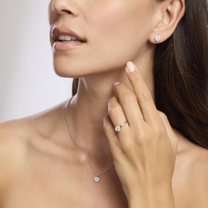 Orecchini in argento con zirconi taglio cuore LOVE AFFAIR