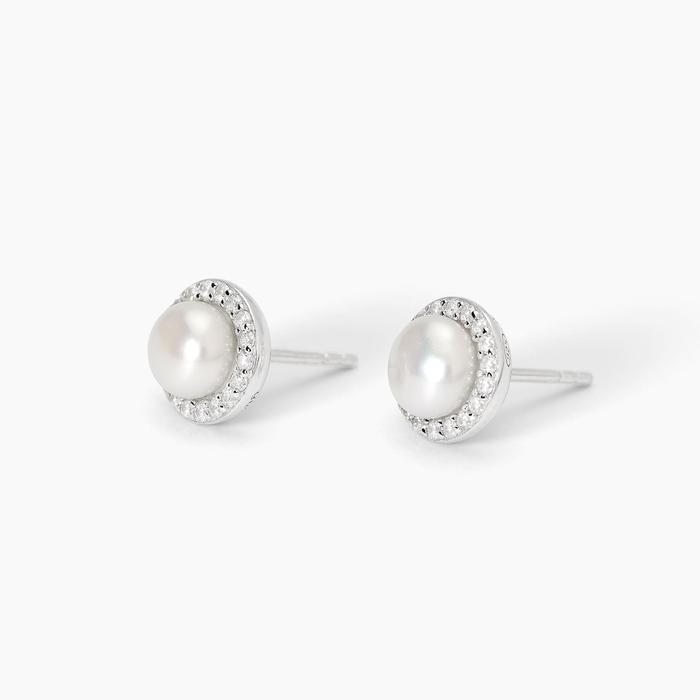 Boucles d'oreilles en argent avec perles de culture et zircons MILANESIENNE