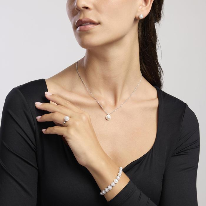 Boucles d'oreilles en argent avec perles de culture et zircons MILANESIENNE