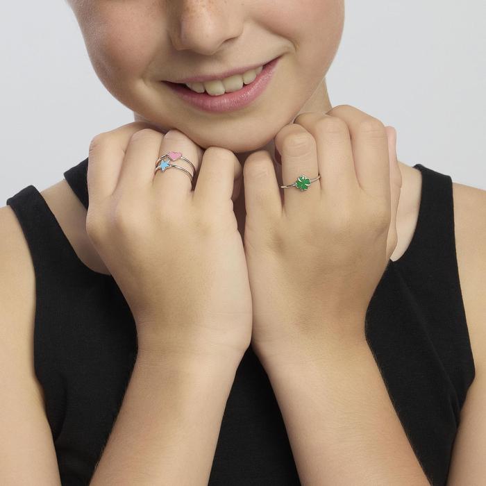 Silver ring with four-leaf clover FIND ME