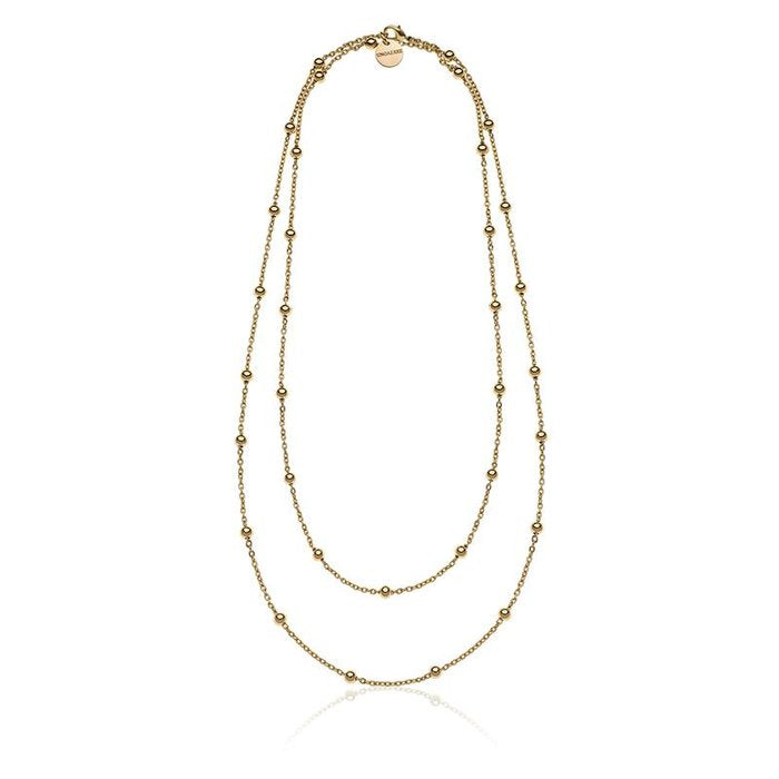 Gilded bronze necklace with spheres