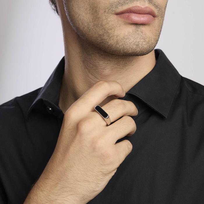 THINK BLACK Black Agate Silver Ring