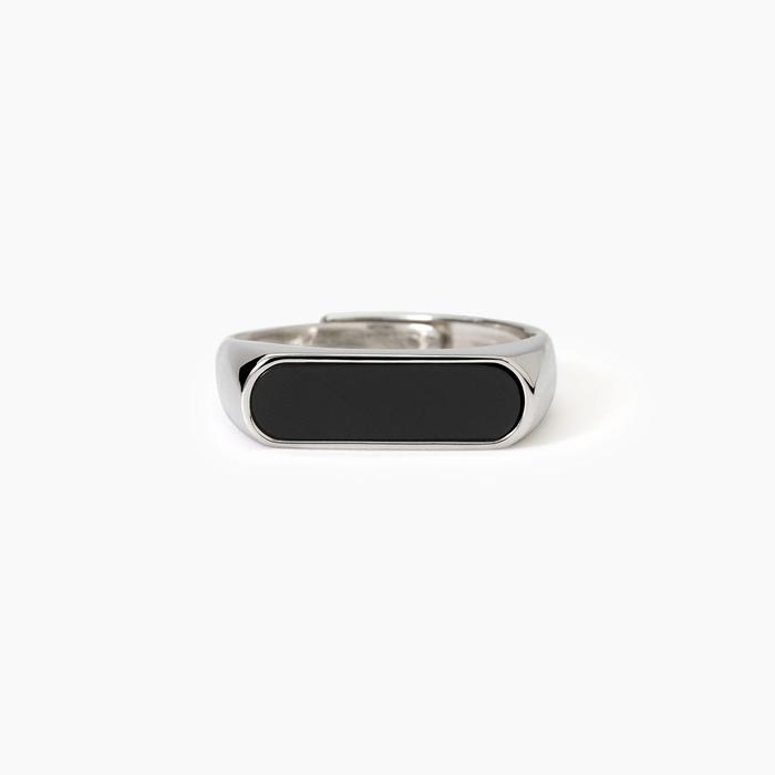 THINK BLACK Black Agate Silver Ring