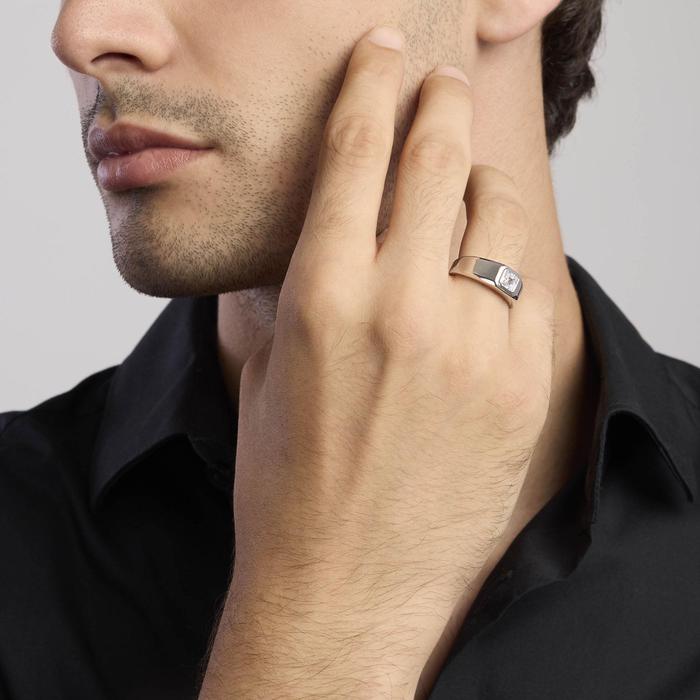 Silver ring with white zircon NEW RETRO