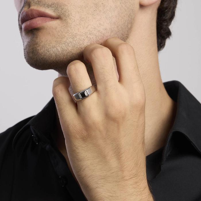 Anello in argento con zircone nero NEW RETRÒ