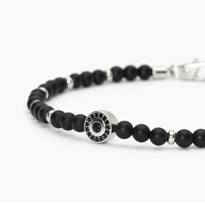 Bracciale in argento con agata nera BENIAMINO