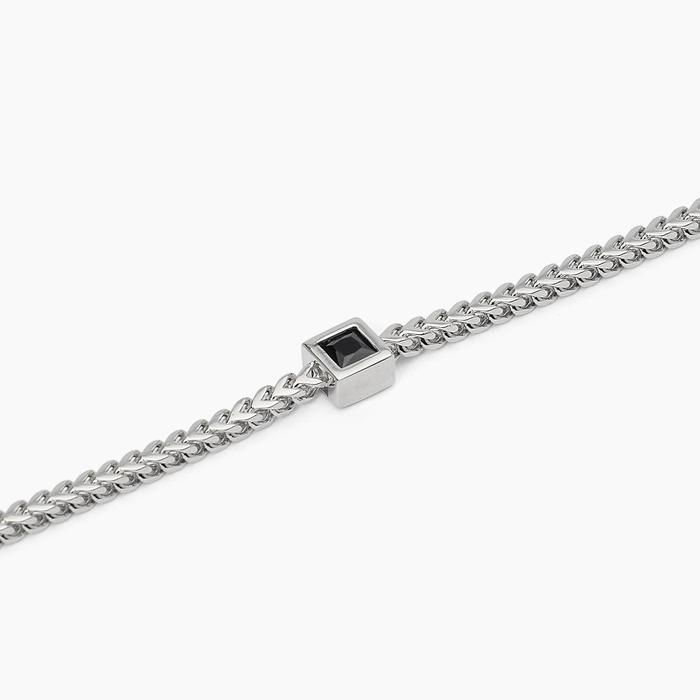 Bracelet en argent avec chaîne Franco BLACK CODE