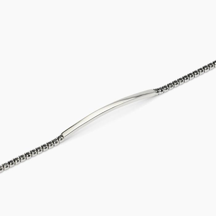 Bracelet GENTLEMAN en argent avec plaque et zircone noire