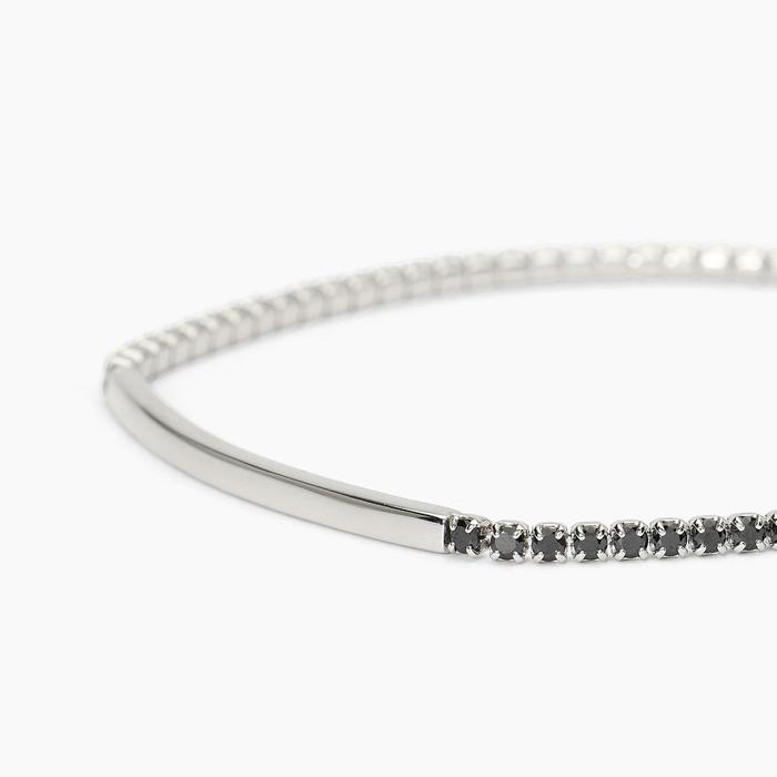 Bracelet GENTLEMAN en argent avec plaque et zircone noire