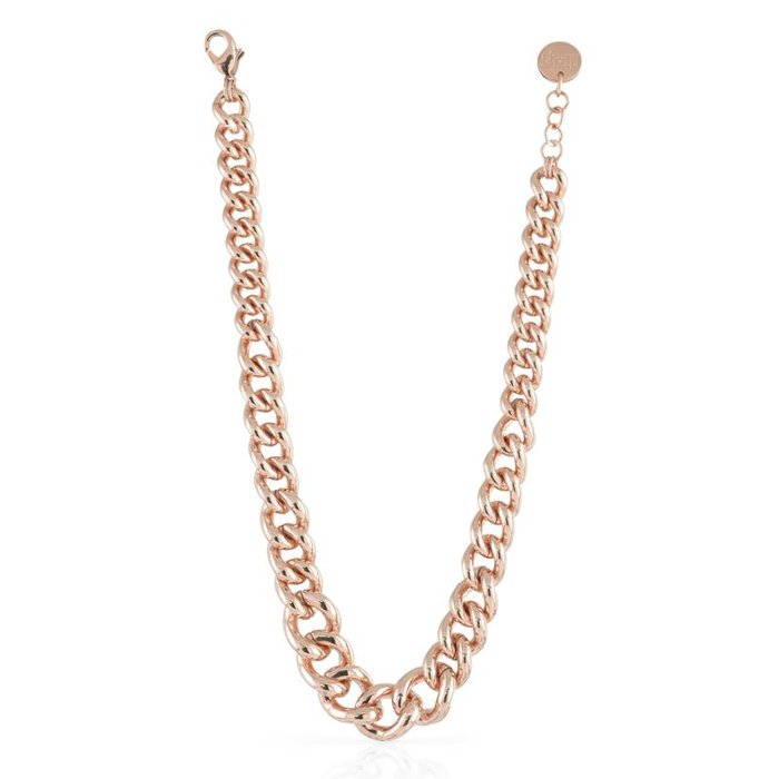 Collana in bronzo dorato rosa con catena grumetta a scalare