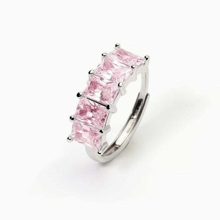 Women's silver ring with pink zirconia Valentina