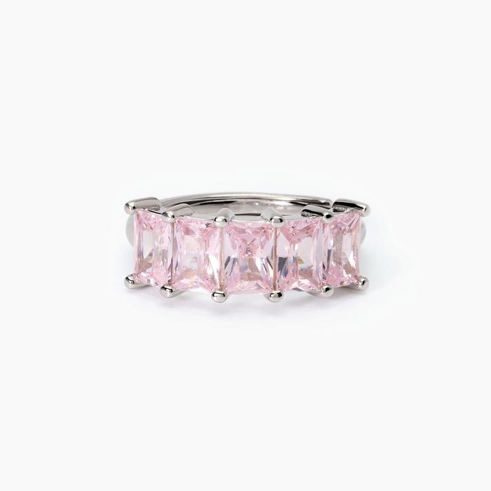 Women's silver ring with pink zirconia Valentina