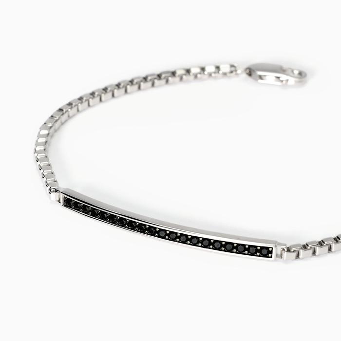 Bracelet homme en argent avec plaque et zircone Cosmopolitan