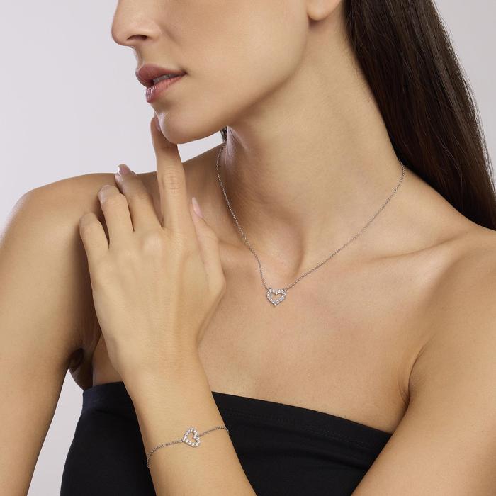 Bracciale donna in argento con cuore Happy Love