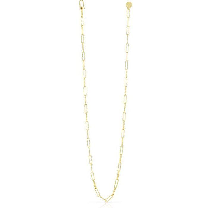 Collana lunga in bronzo dorato con catena paper clip