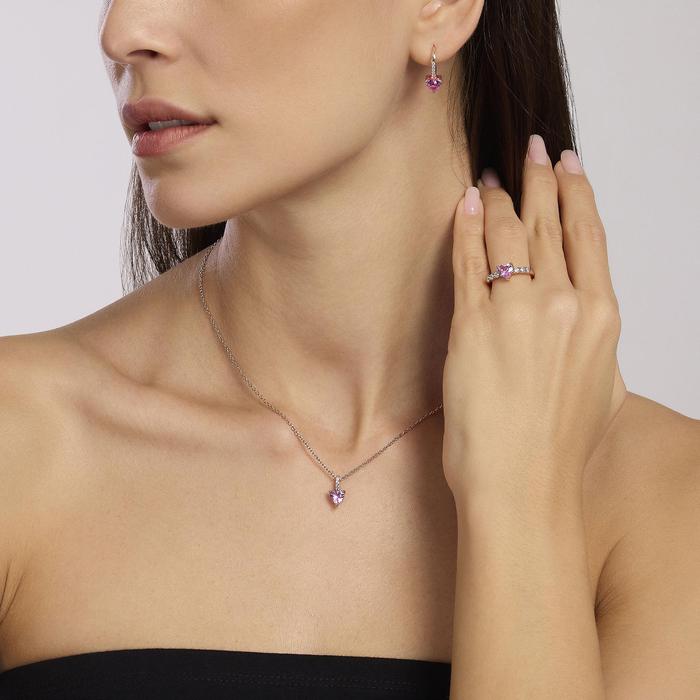 Collier ras du cou en argent avec tourmaline synthétique Rouge