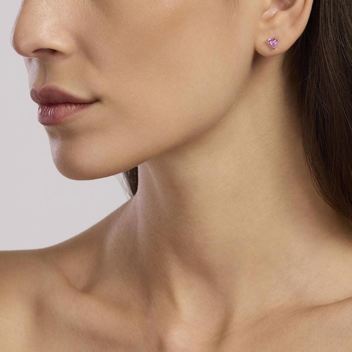 Boucles d'oreilles en argent plaqué or rose avec tourmaline synthétique Rouge