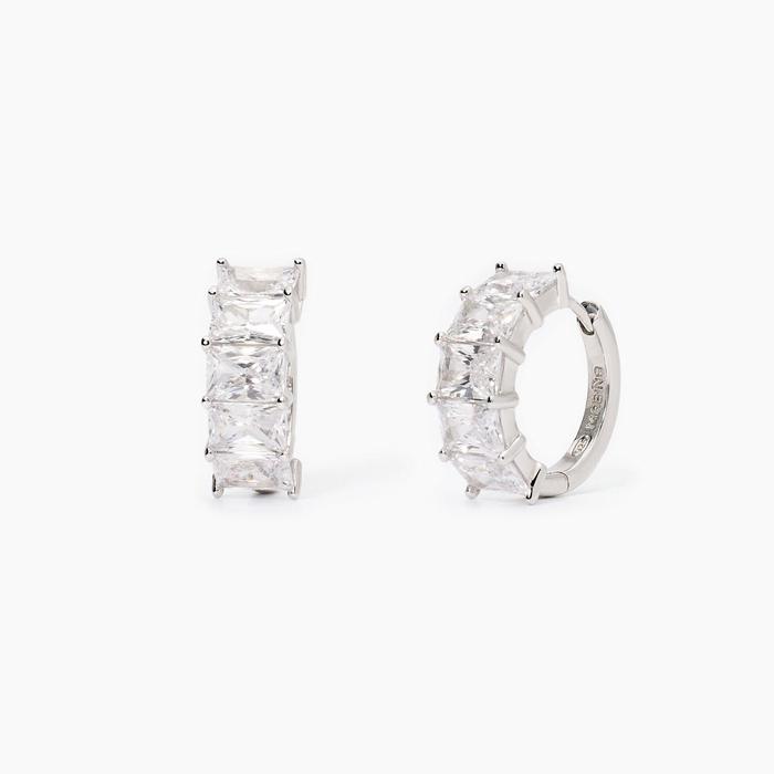 Boucles D'oreilles Clous Argent 925 Rhodié Avec Zirconium - Neuf Avec étiquettes