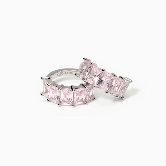 Boucles d'oreilles Valentina en argent et zircone rose