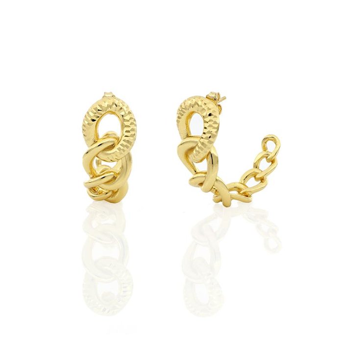 Gold plated bronze earrings with diamond chain