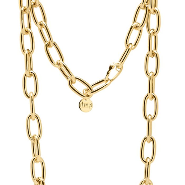 Collana catena lunga in bronzo dorato lucido
