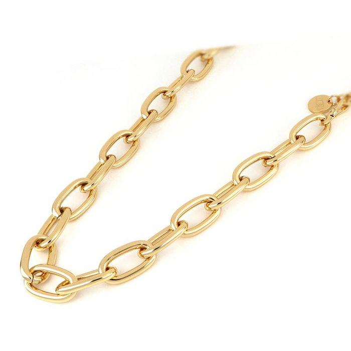 Collana catena lunga in bronzo dorato lucido