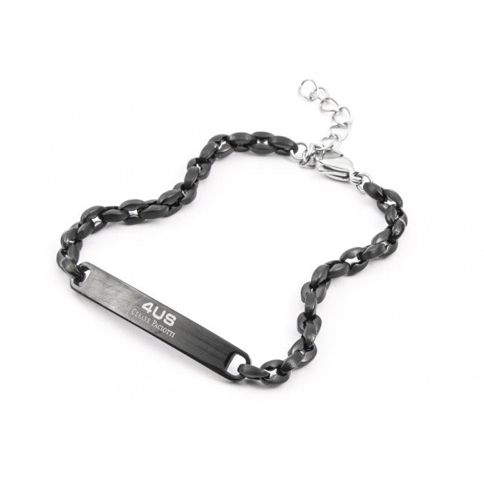 Bracciale catena con piastrina nera