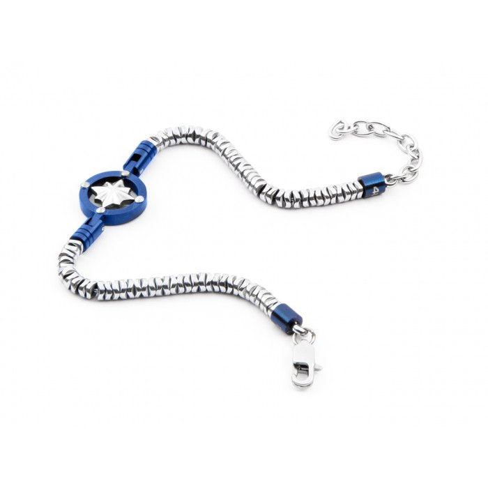Bracelet en maille serpent bicolore avec boussole
