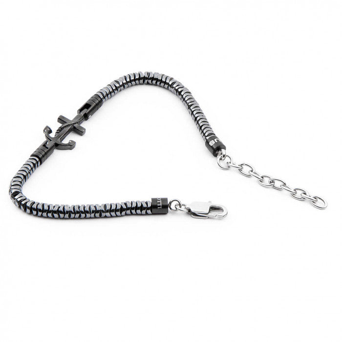Bracelet en maille serpent avec ancre noire