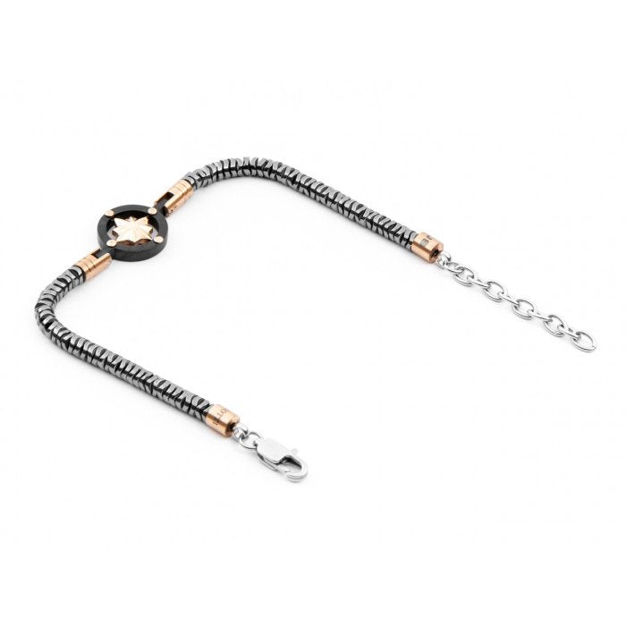 Bracelet en maille serpent avec boussole bicolore