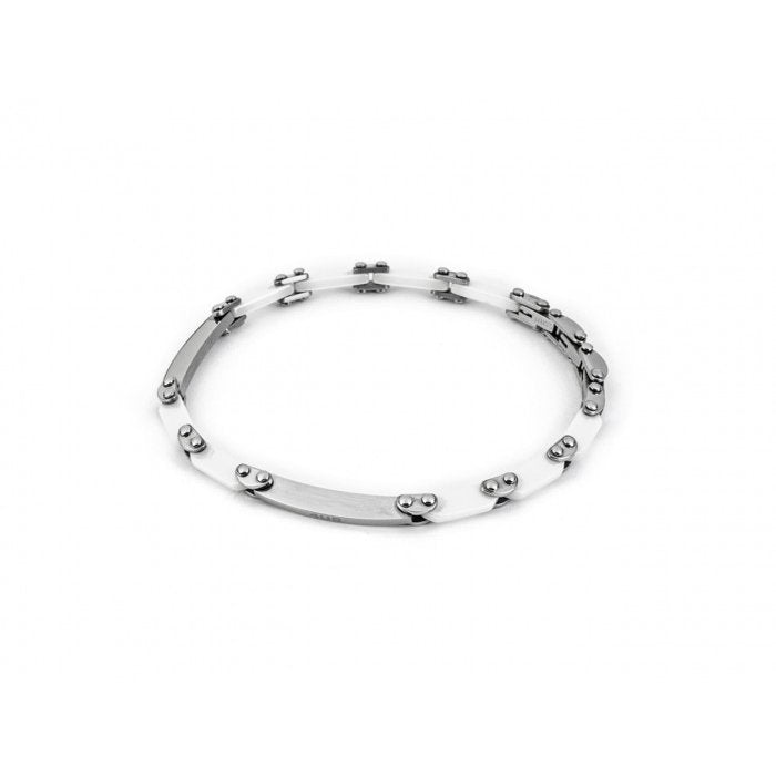 Bracciale inserti ceramica bianca