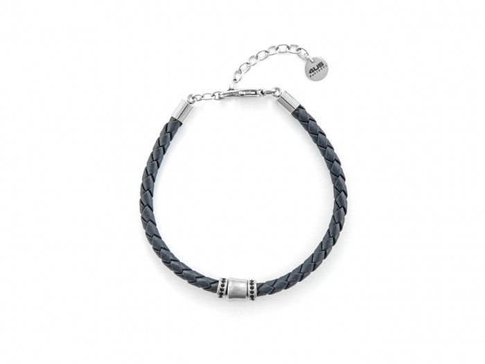 Blue leather bracelet