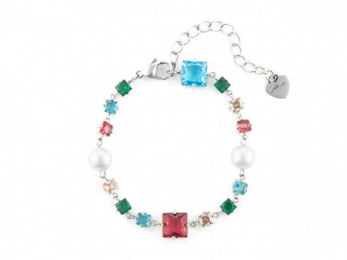 Zirconia and pearl bracelet