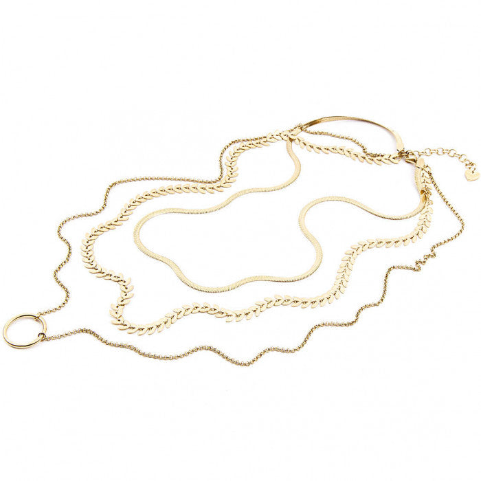 Collier multi-rangs doré