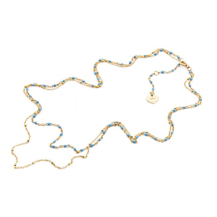 Collana multifilo con perline azzurre