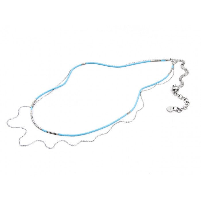 Collana multifilo con perline azzurre