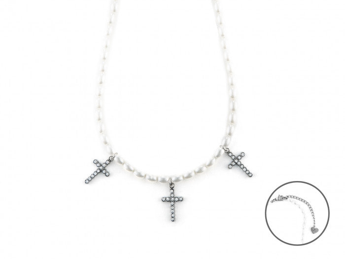 Pearl and cross necklace