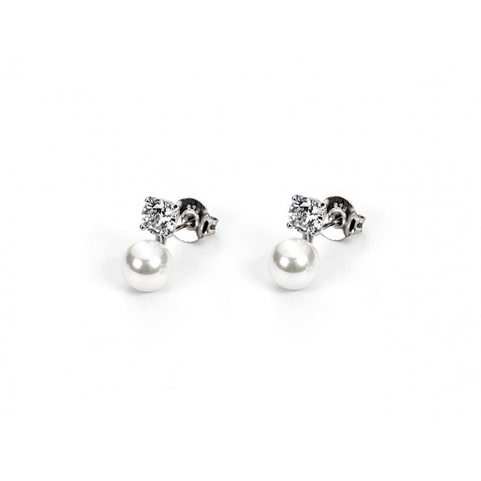 7mm pearl and zircon earrings
