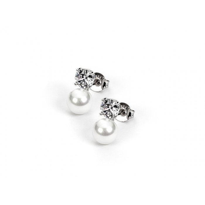8mm pearl and zircon earrings
