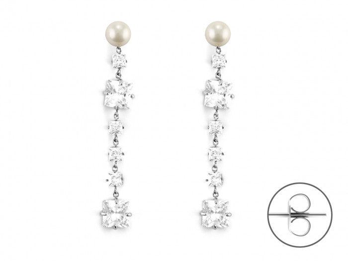 Zirconia and pearl earrings