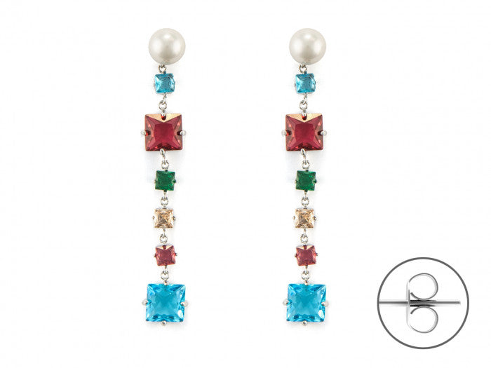 Zirconia and pearl earrings