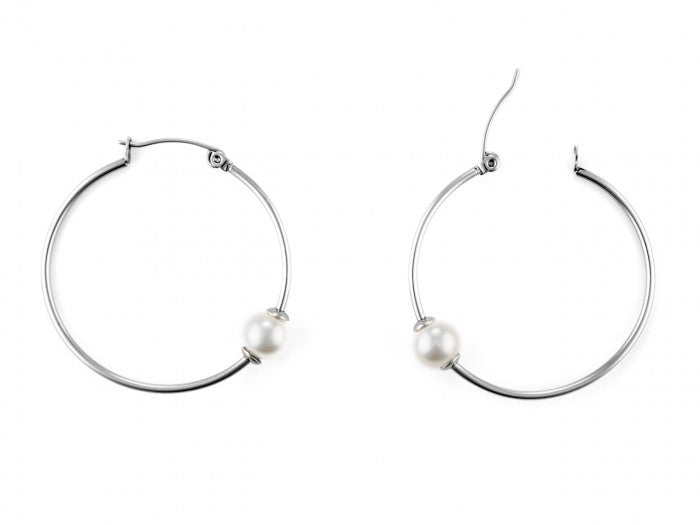 Hoop and pearl earrings