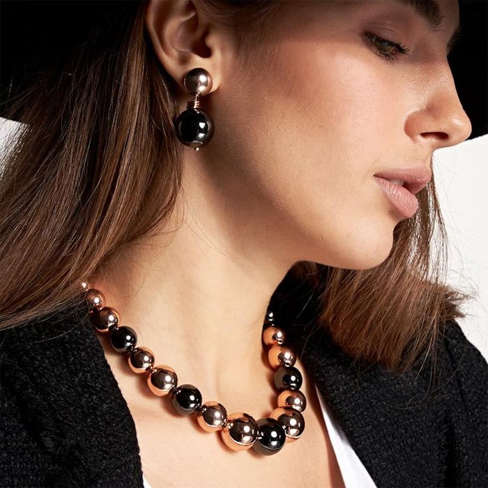 Orecchini Boule in bronzo rosa e nero