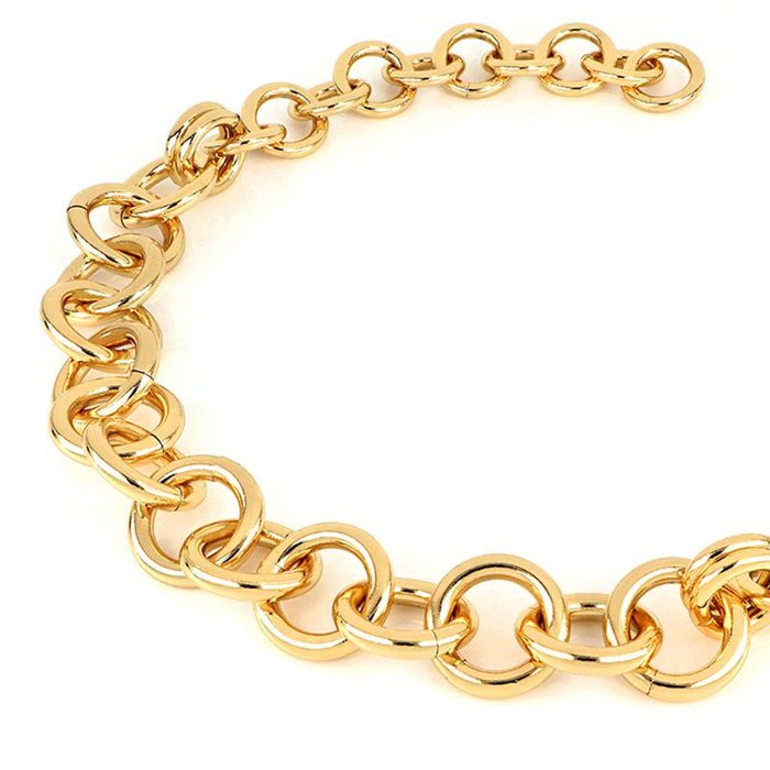 Polished gold plated bronze round chain necklace
